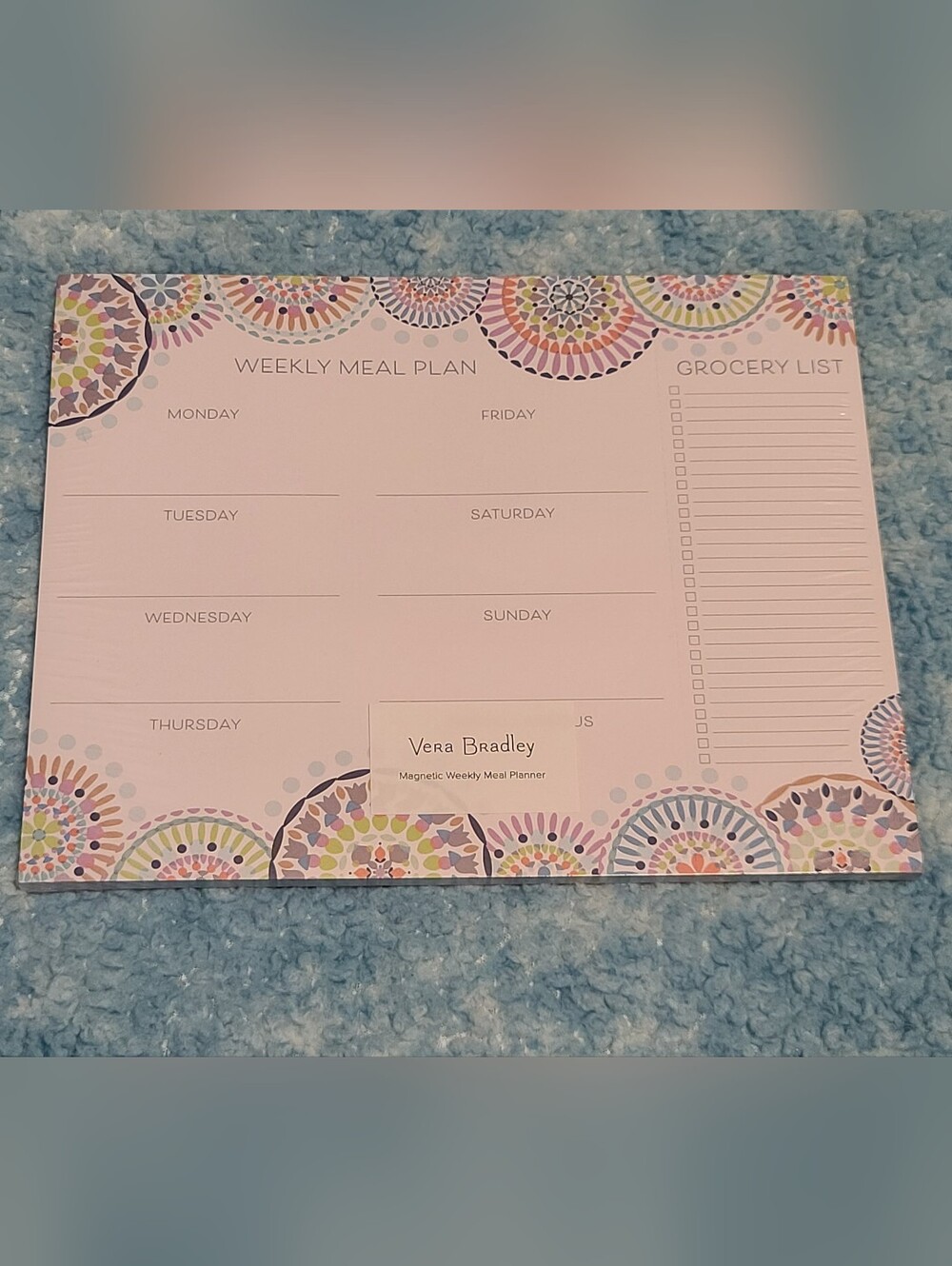NEW Vera Bradley Magnetic Weekly Meal Planner in Sunny Medallion Print